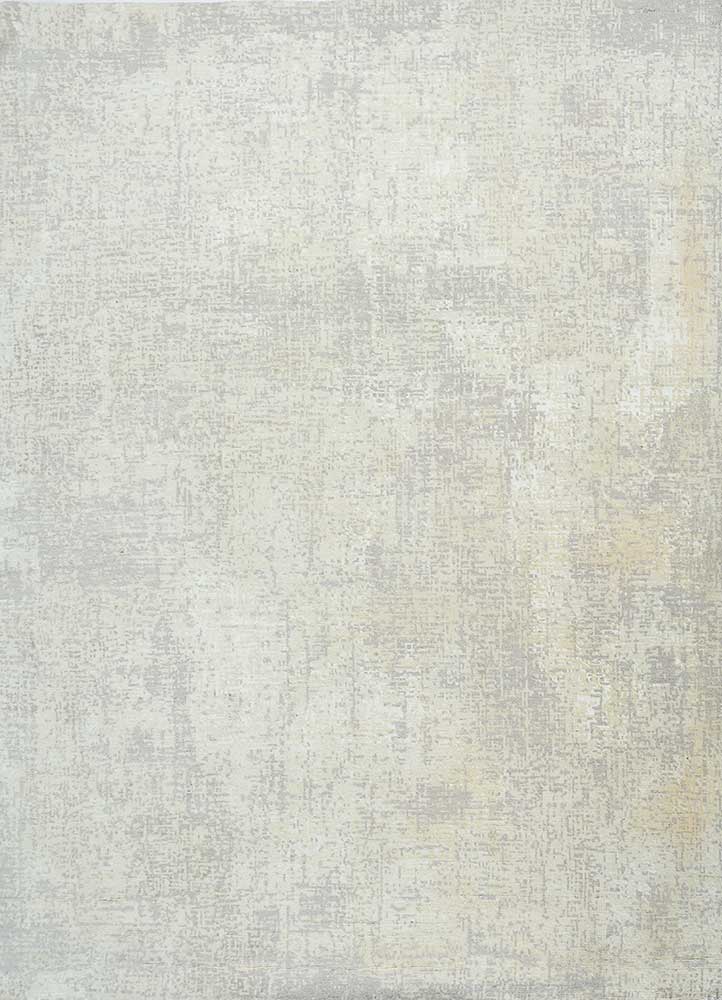  ivory wool and bamboo silk Hand Knotted Rug