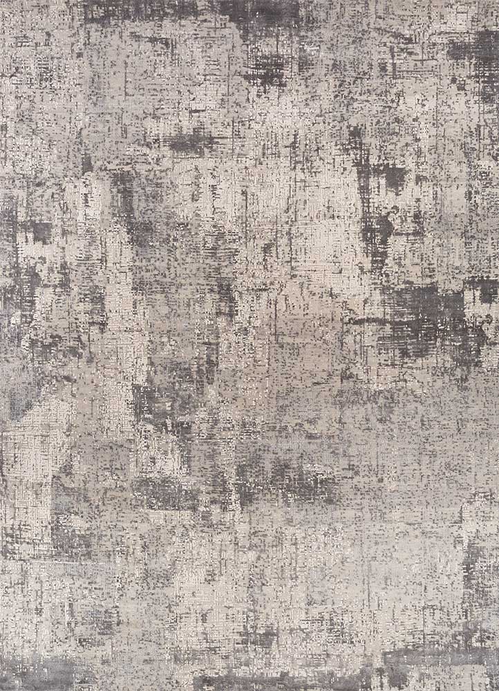 uvenuti grey and black wool and bamboo silk Hand Knotted Rug - HeadShot