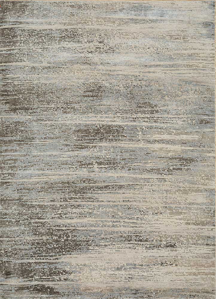  ivory wool and bamboo silk Hand Knotted Rug