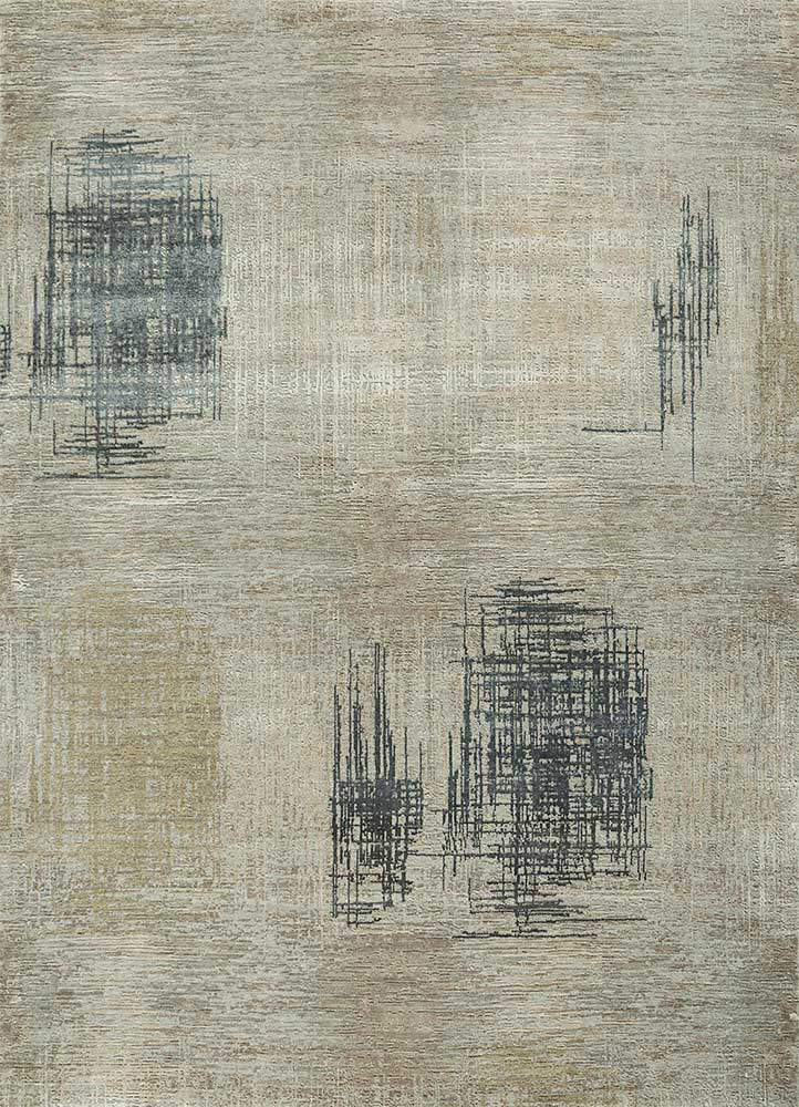  beige and brown wool and bamboo silk Hand Knotted Rug