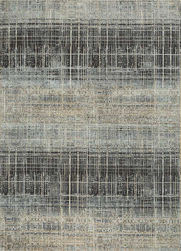  grey and black wool and bamboo silk Hand Knotted Rug