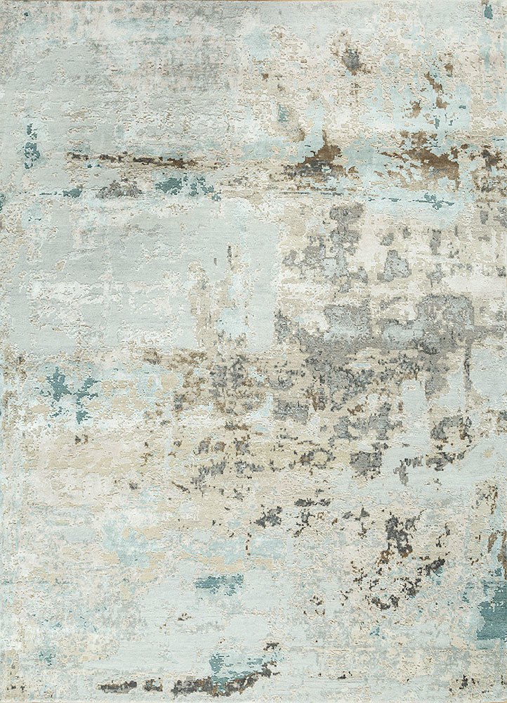  grey and black wool and bamboo silk Hand Knotted Rug