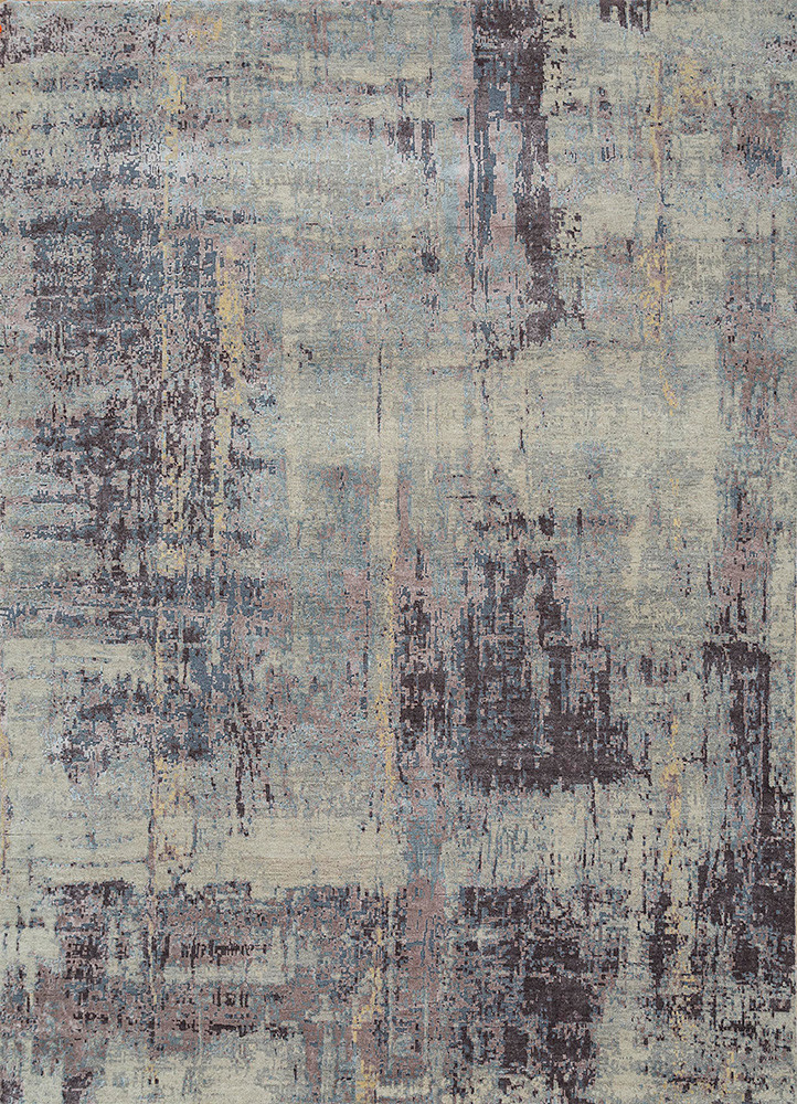 uvenuti grey and black wool and bamboo silk Hand Knotted Rug - HeadShot uvenuti grey and black wool and bamboo silk Hand Knotted Rug - HeadShot