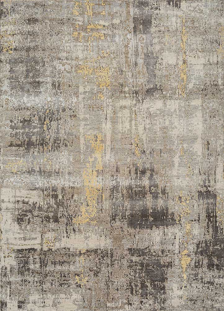  ivory wool and bamboo silk Hand Knotted Rug