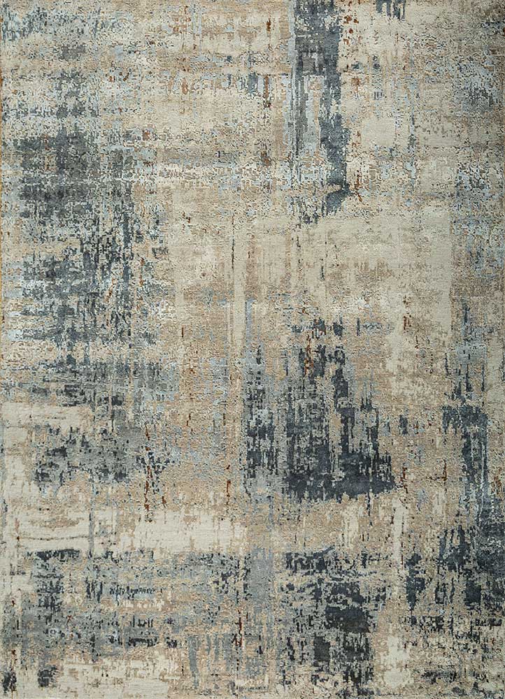 uvenuti grey and black wool and bamboo silk Hand Knotted Rug - HeadShot