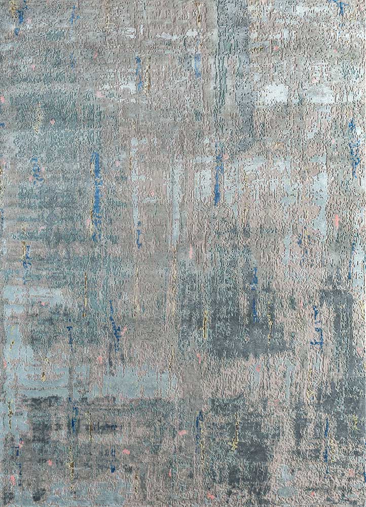  ivory wool and bamboo silk Hand Knotted Rug