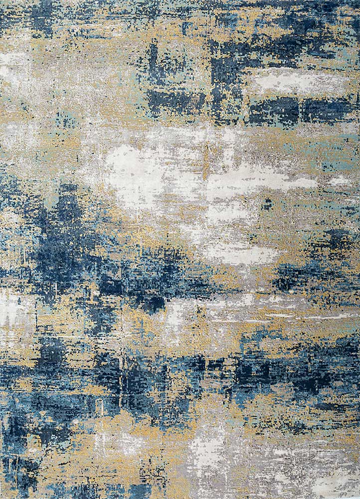  blue wool and bamboo silk Hand Knotted Rug