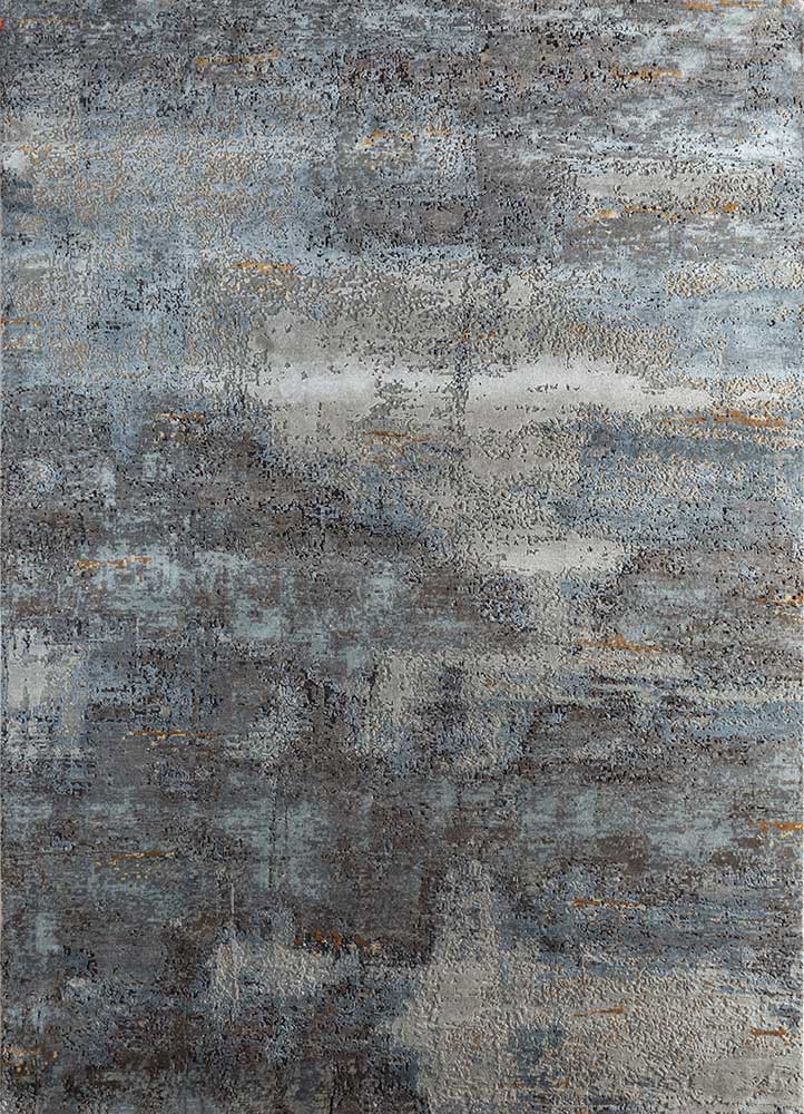  blue wool and bamboo silk Hand Knotted Rug