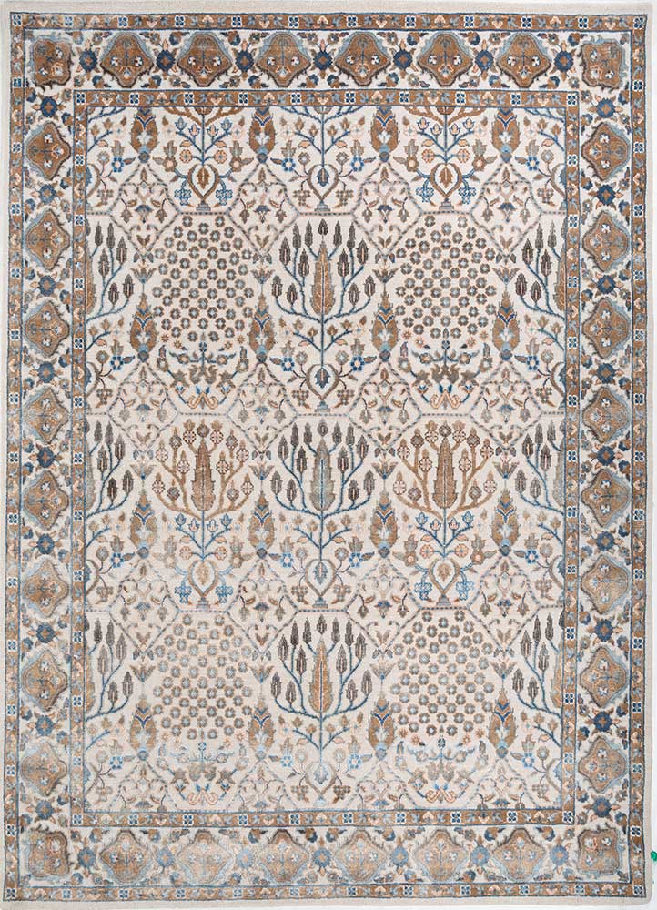 cyanna ivory wool and bamboo silk Hand Knotted Rug - HeadShot