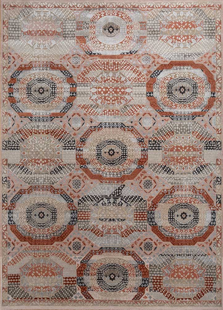 cyanna pink and purple wool and bamboo silk Hand Knotted Rug - HeadShot