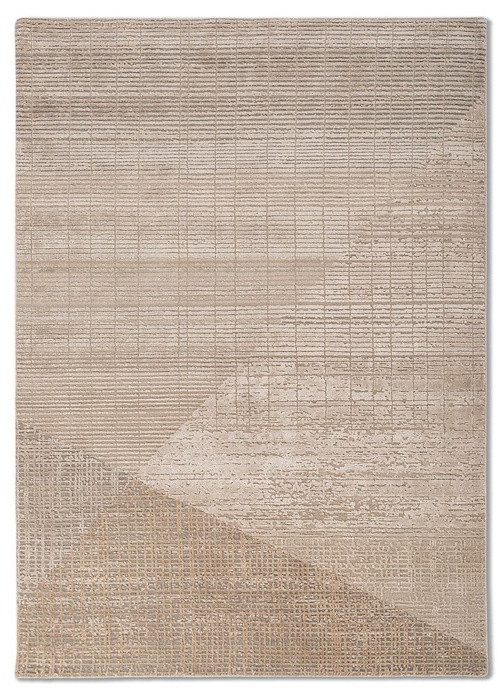 aprezo ivory wool and bamboo silk Hand Knotted Rug - HeadShot