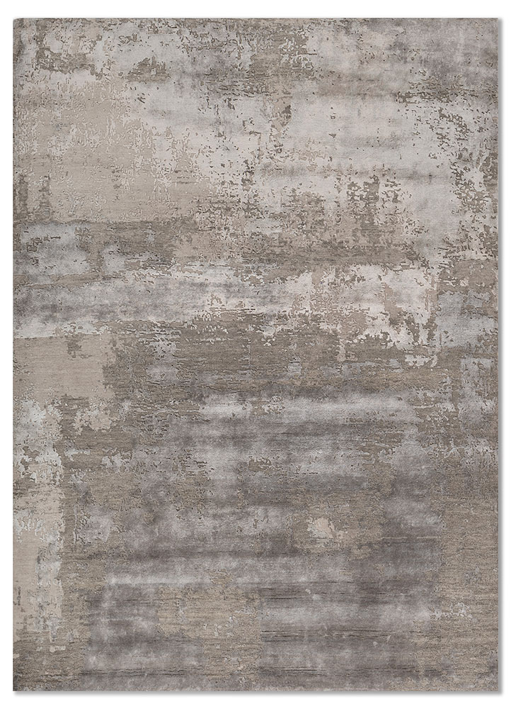 uvenuti grey and black wool and bamboo silk Hand Knotted Rug - HeadShot