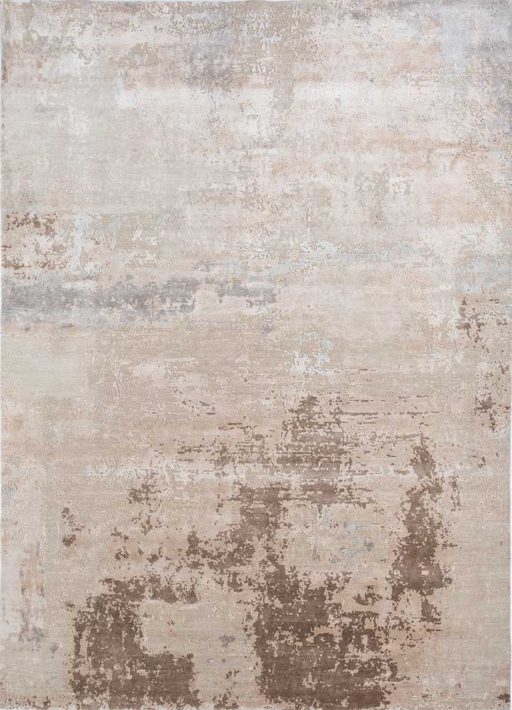  ivory wool and bamboo silk Hand Knotted Rug