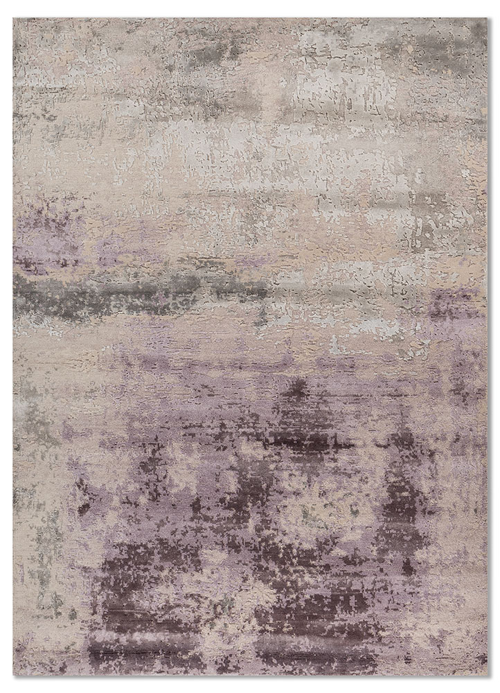  ivory wool and bamboo silk Hand Knotted Rug