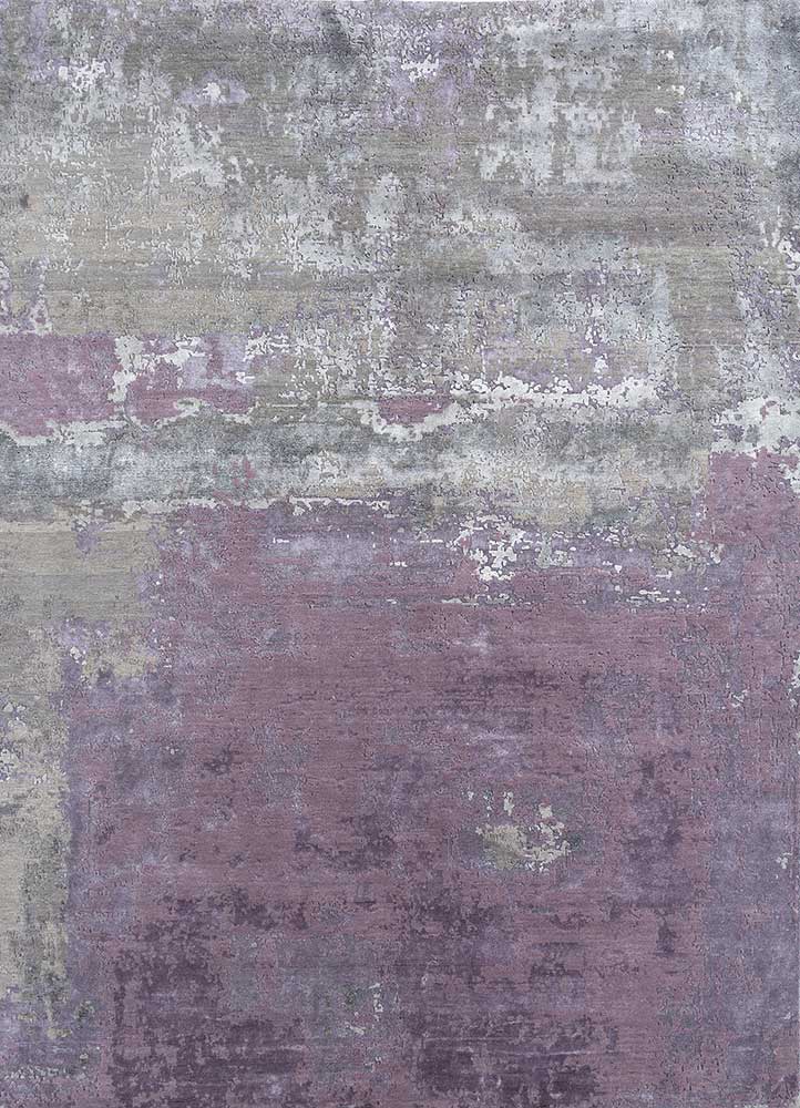  grey and black wool and bamboo silk Hand Knotted Rug