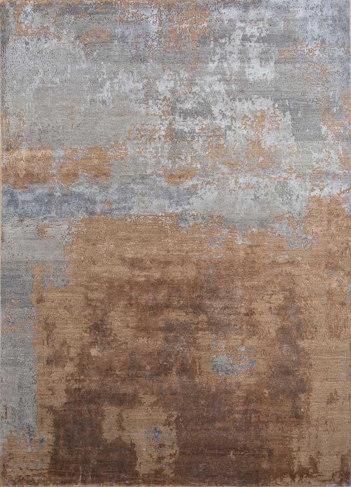  grey and black wool and bamboo silk Hand Knotted Rug