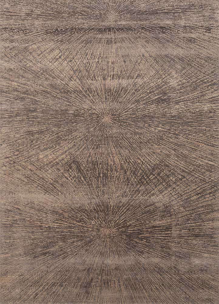  beige and brown wool and bamboo silk Hand Knotted Rug