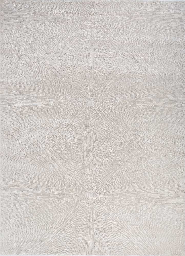  ivory wool and bamboo silk Hand Knotted Rug