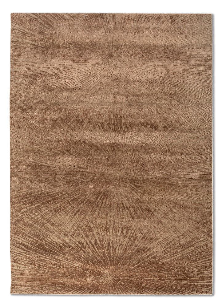  beige and brown wool and bamboo silk Hand Knotted Rug