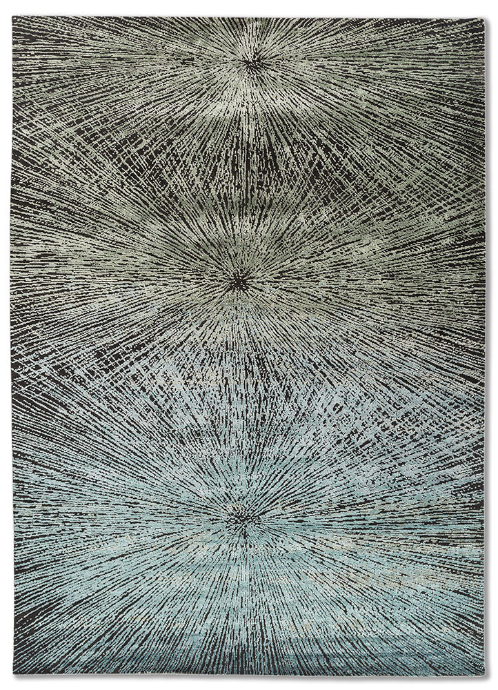 blue wool and bamboo silk Hand Knotted Rug