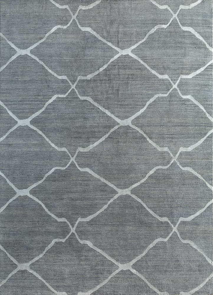 clan grey and black wool and bamboo silk Hand Knotted Rug - HeadShot