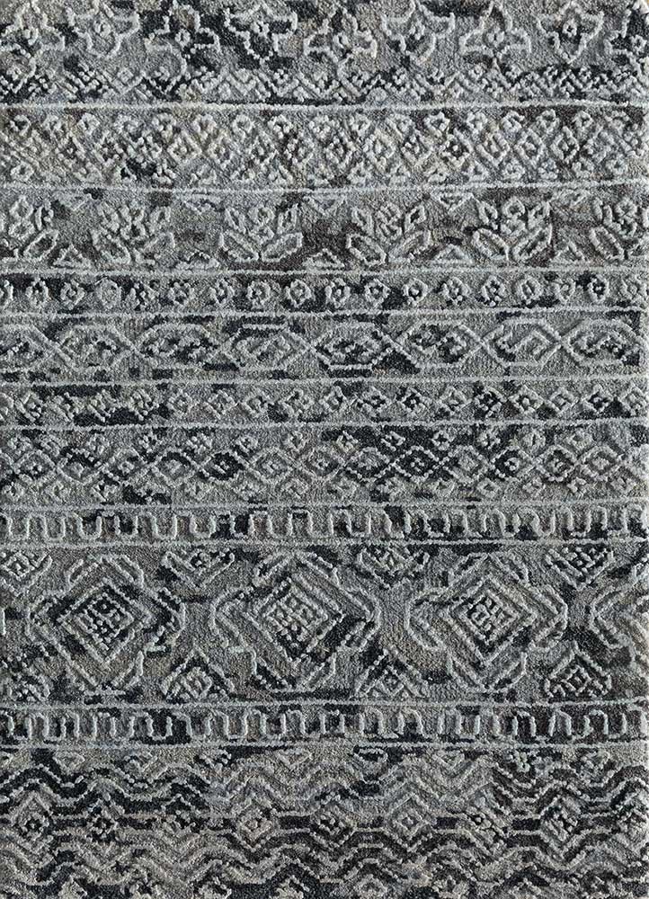 clan grey and black wool and bamboo silk Hand Knotted Rug - HeadShot clan grey and black wool and bamboo silk Hand Knotted Rug - HeadShot