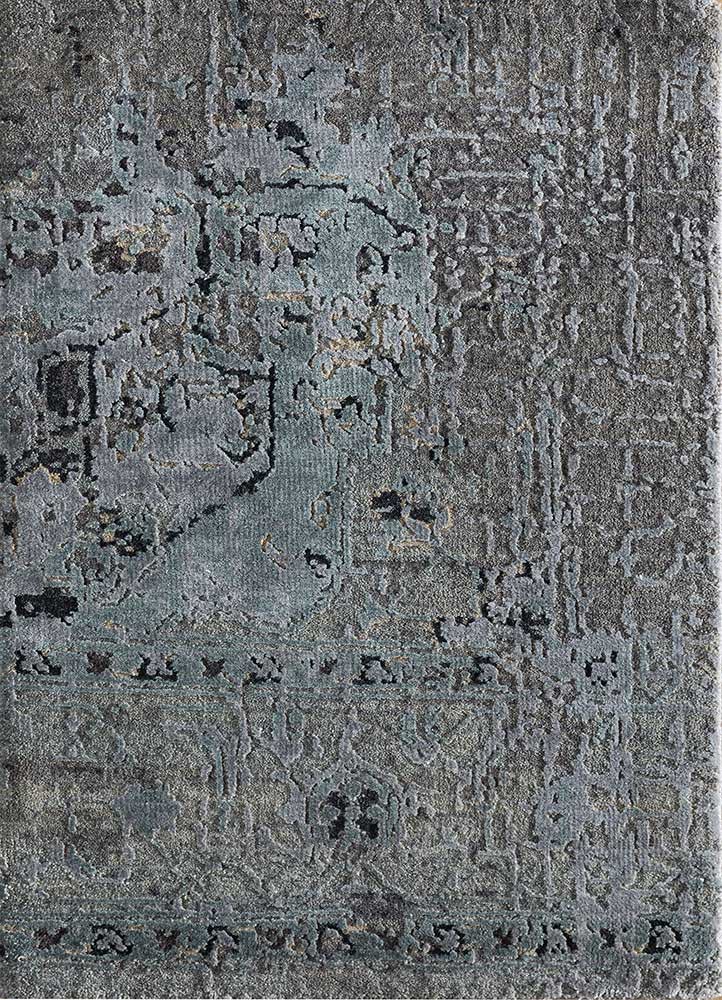 clan grey and black wool and bamboo silk Hand Knotted Rug - HeadShot clan grey and black wool and bamboo silk Hand Knotted Rug - HeadShot