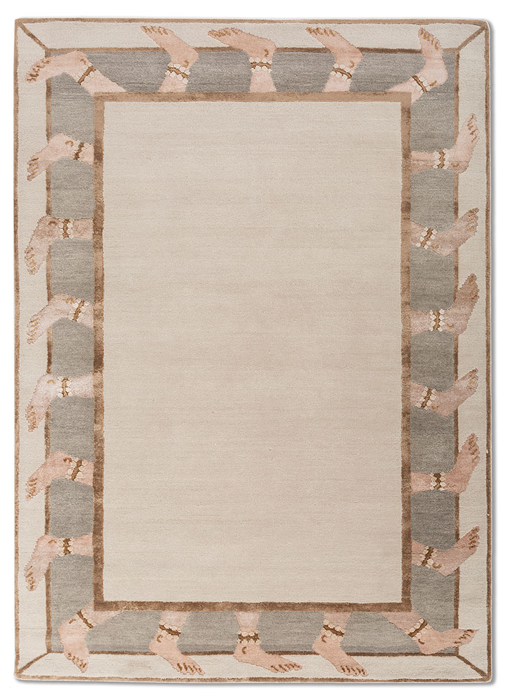 jaipur wunderkammer ivory wool and bamboo silk Hand Knotted Rug - HeadShot