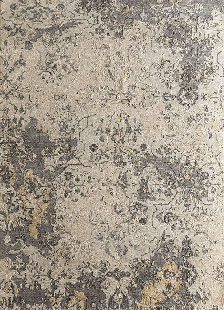 far east beige and brown wool and silk Hand Knotted Rug - HeadShot