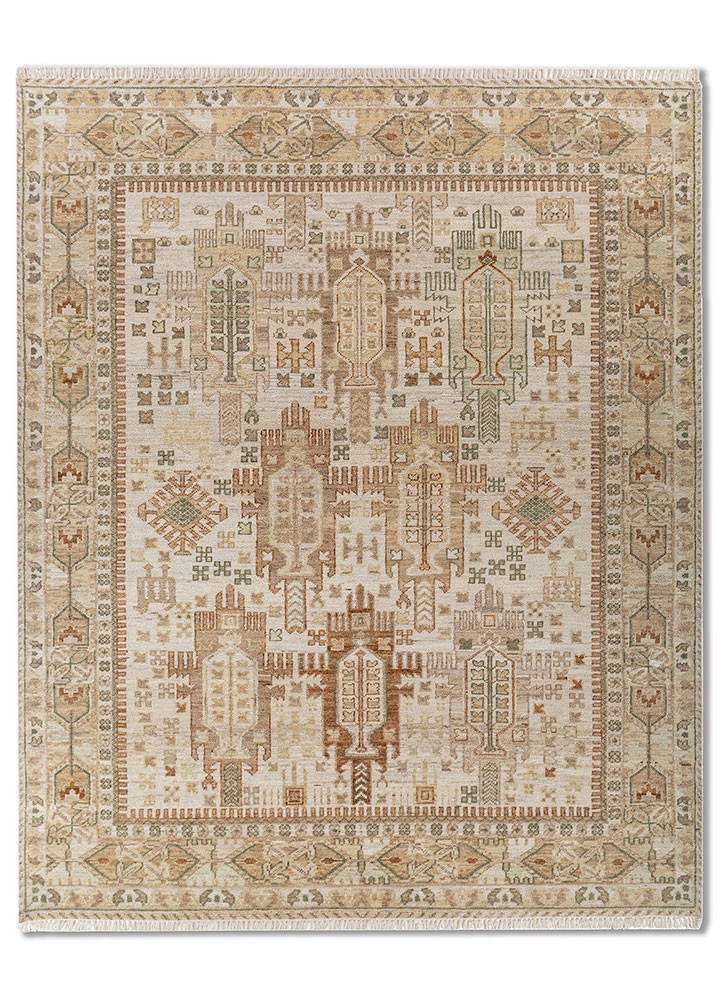 ivory wool Hand Knotted Rug