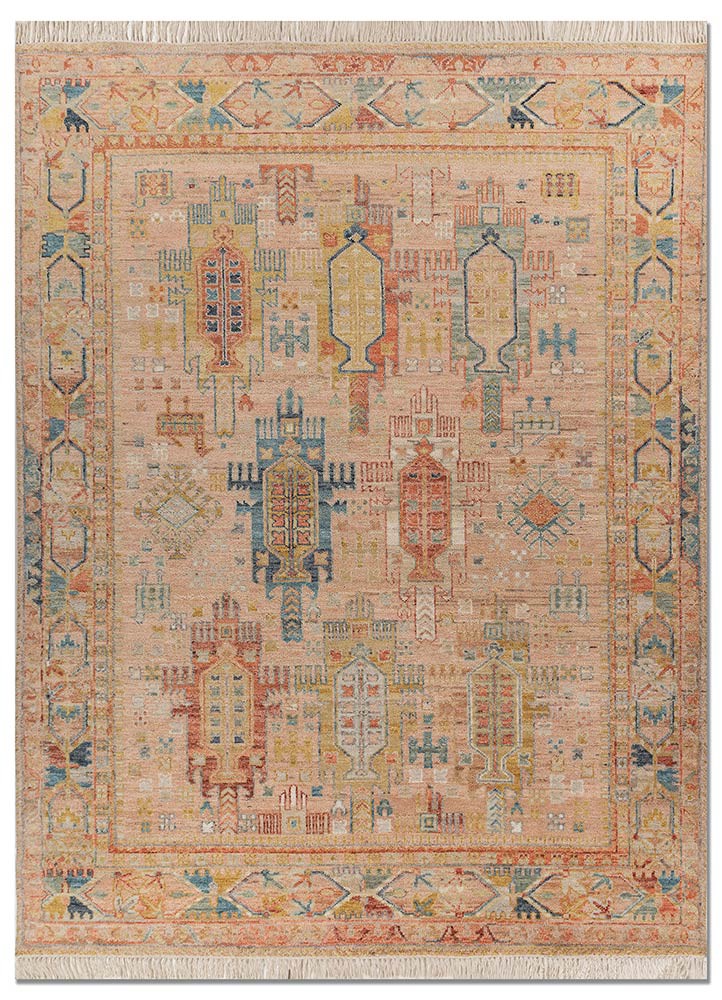 savana red and orange wool Hand Knotted Rug - HeadShot savana red and orange wool Hand Knotted Rug - HeadShot