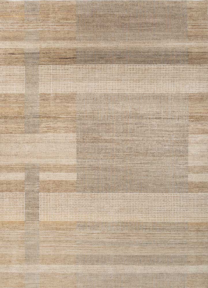  beige and brown afghan wool Hand Knotted Rug