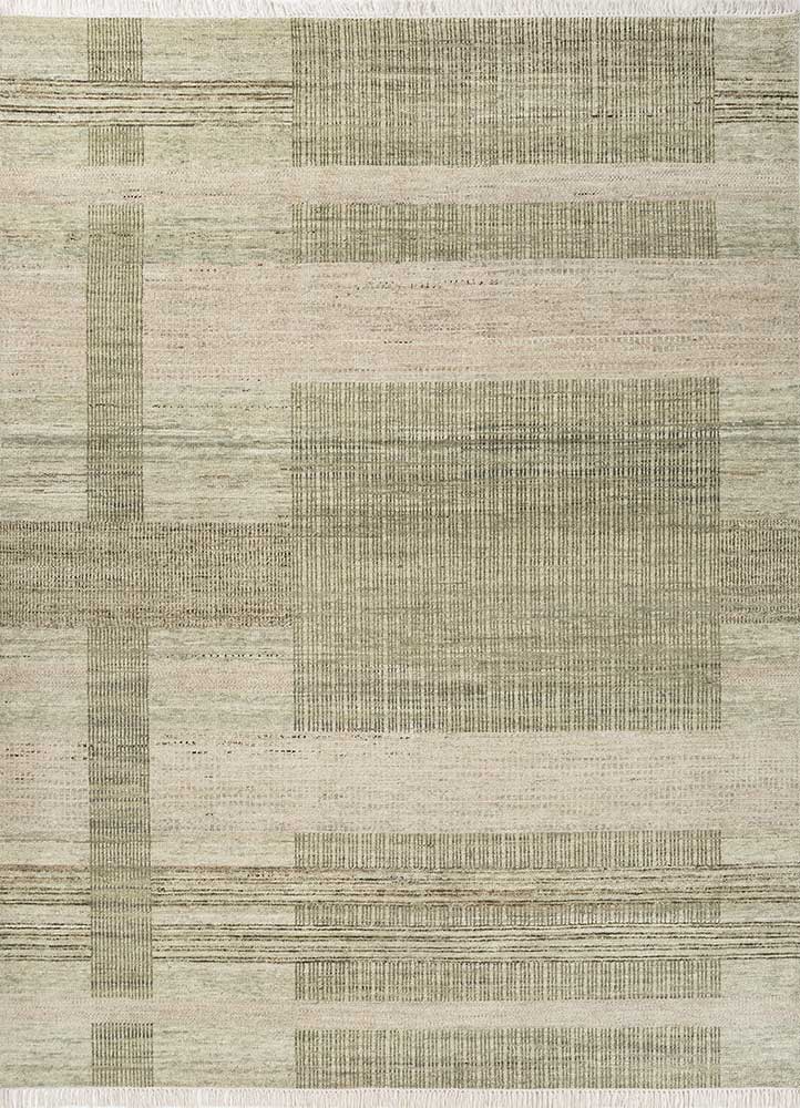  green afghan wool Hand Knotted Rug