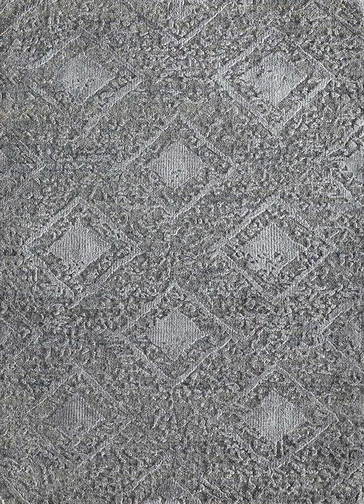  grey and black wool and bamboo silk Hand Knotted Rug