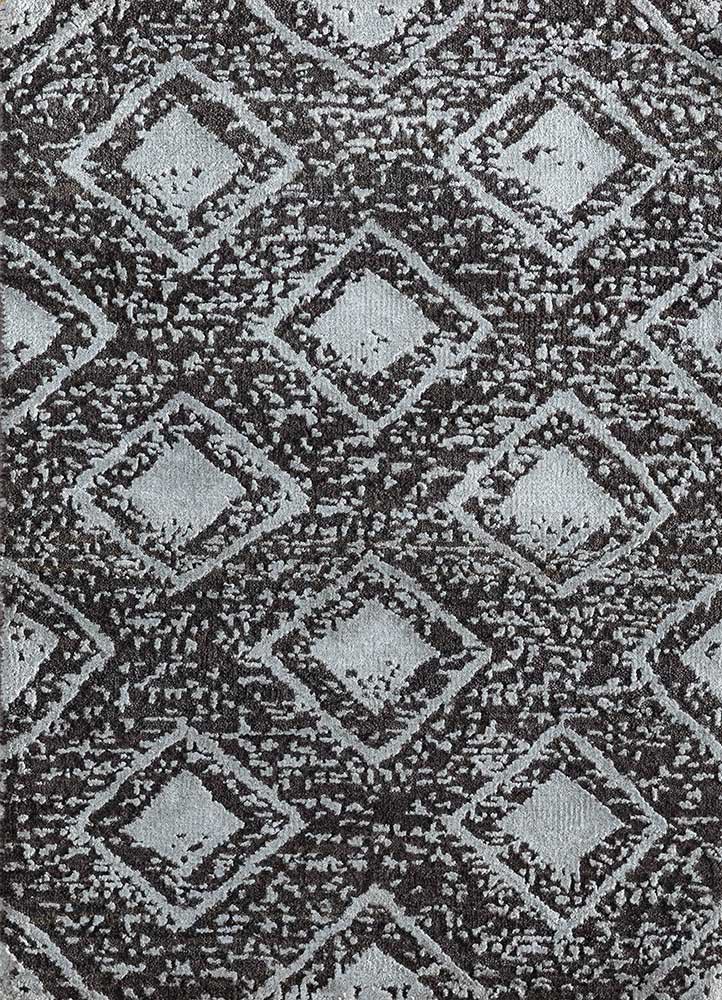 clan grey and black wool and bamboo silk Hand Knotted Rug - HeadShot clan grey and black wool and bamboo silk Hand Knotted Rug - HeadShot