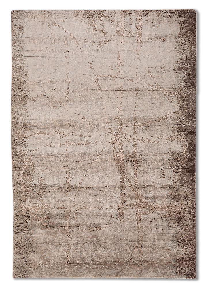 aprezo beige and brown wool and bamboo silk Hand Knotted Rug - HeadShot
