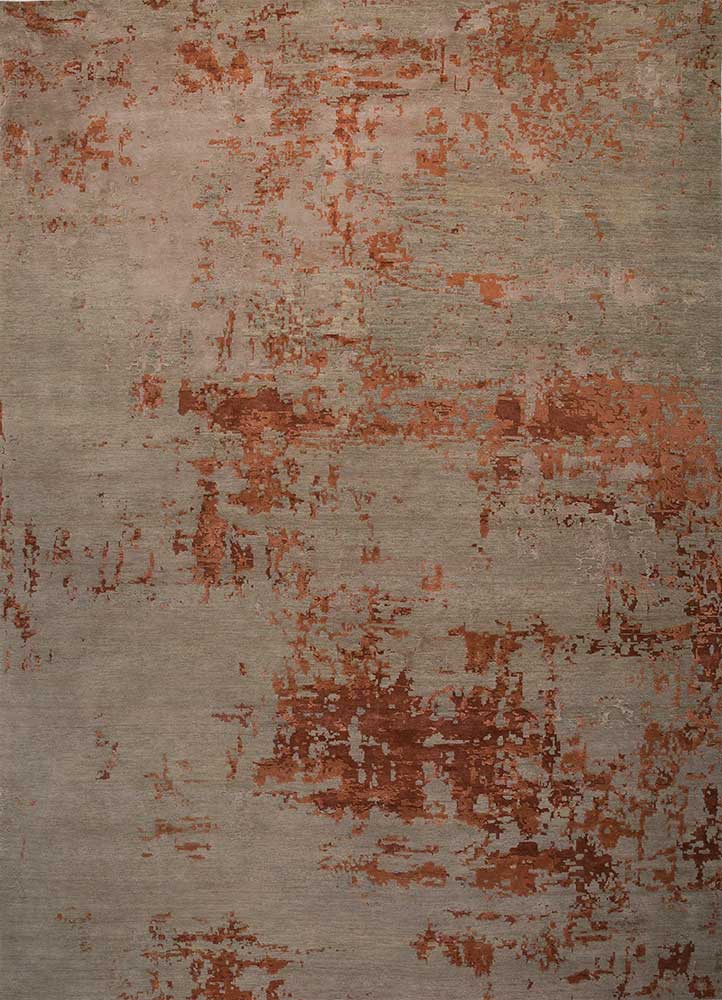  beige and brown wool and bamboo silk Hand Knotted Rug