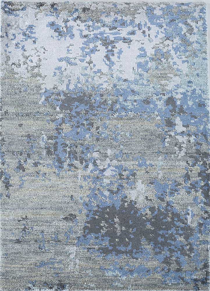  grey and black wool and bamboo silk Hand Knotted Rug