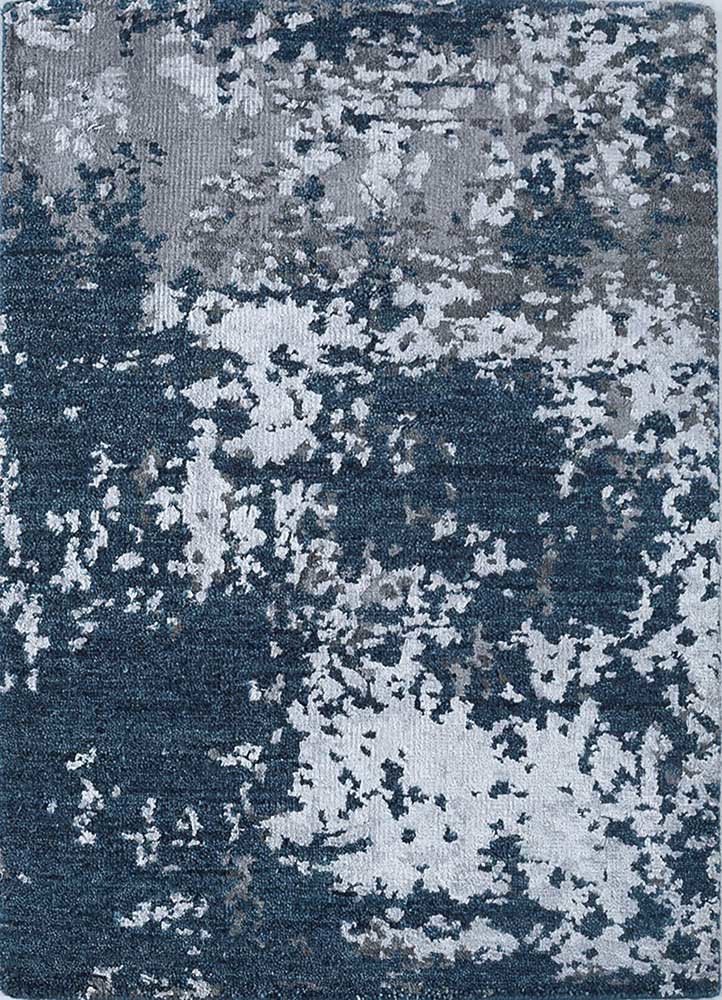  blue wool and bamboo silk Hand Knotted Rug