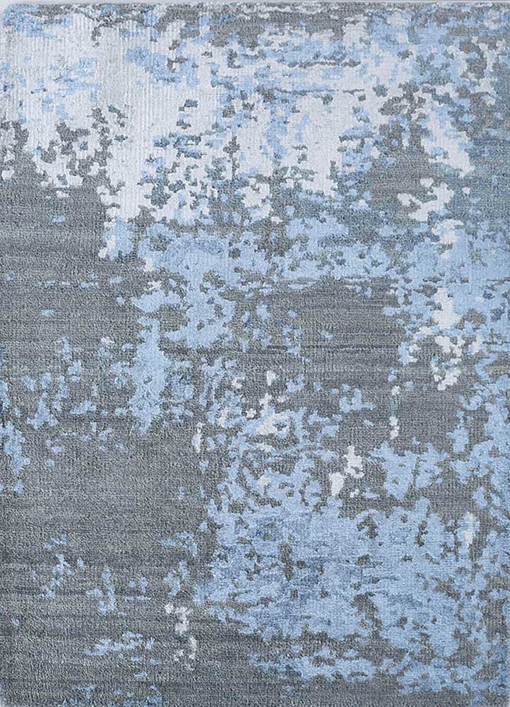  blue wool and bamboo silk Hand Knotted Rug