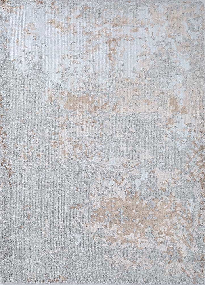  grey and black wool and bamboo silk Hand Knotted Rug