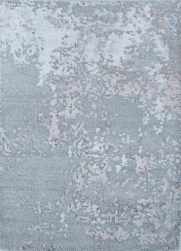  blue wool and bamboo silk Hand Knotted Rug