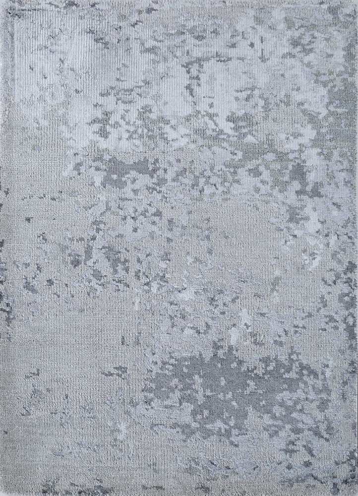  grey and black wool and bamboo silk Hand Knotted Rug
