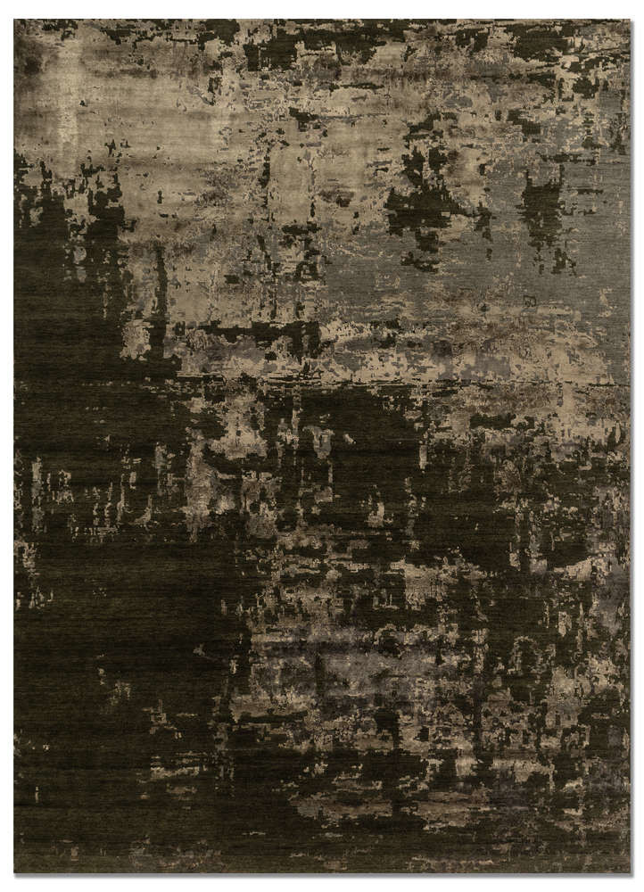  green wool and bamboo silk Hand Knotted Rug