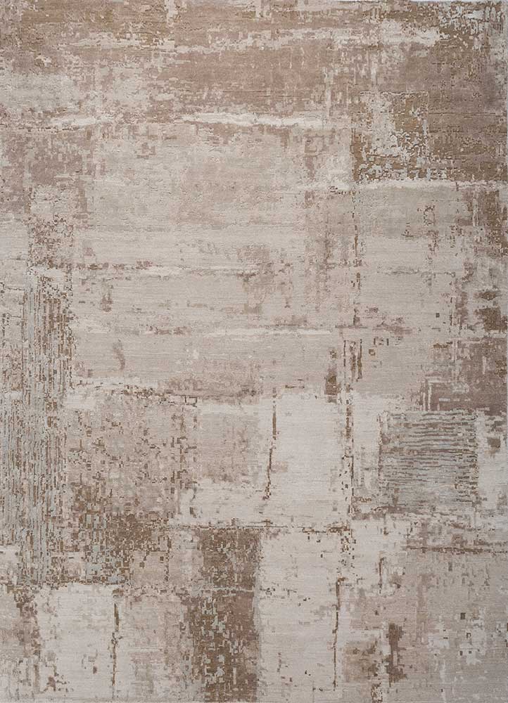  ivory wool and bamboo silk Hand Knotted Rug