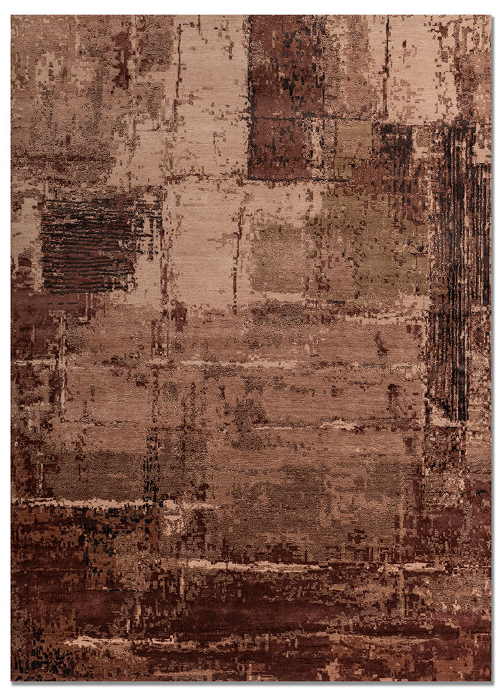  red and orange wool and bamboo silk Hand Knotted Rug