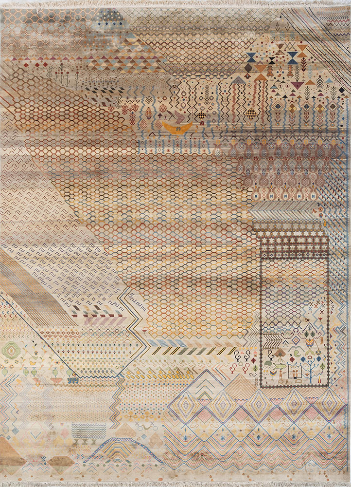 Advertisement ivory silk Hand Knotted Rug