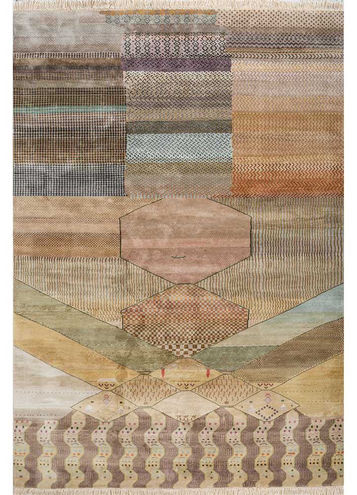 manchaha ivory silk Hand Knotted Rug - HeadShot