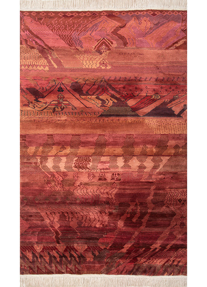 Lalima red and orange silk Hand Knotted Rug