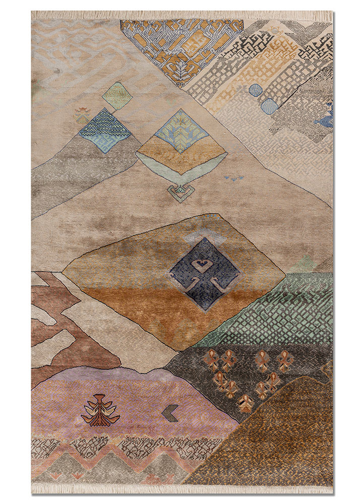 Pankh Aur Pahaad grey and black silk Hand Knotted Rug